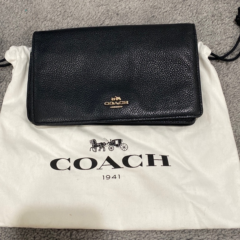Coach black leather wallet bag